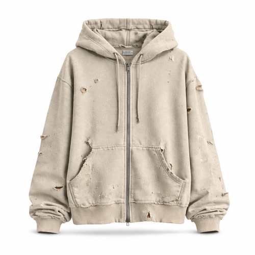 Worn Bone Zip Hoodie VIP
